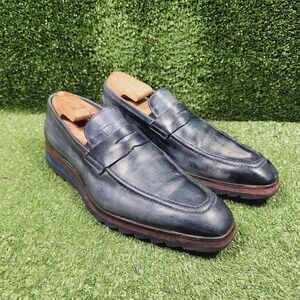 Jose Real Amberes Sport Loafers  Deep Blue Leather Slip On Shoes Mens 42 US‎ 9